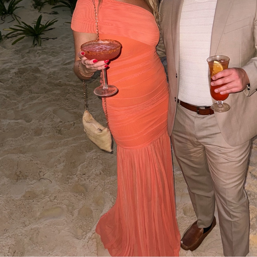 One shoulder overlay dress